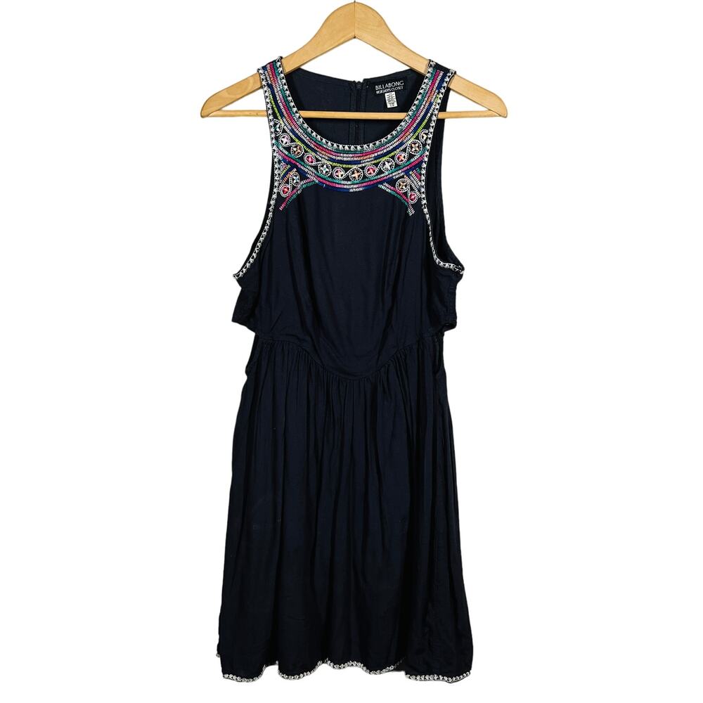 Billabong Designer's Closet EMbroidered Halter Dress Beach Casual - L